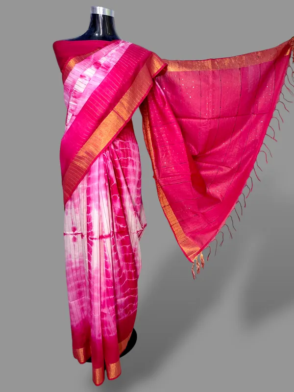 Pink_Handcrafted_Colorblock_Cotton_Silk_Blend_Saree_with_Running_Blouse_Piece_–_Woven_by_Bhagalpur_Artisans_|_Hatha_Karagha
