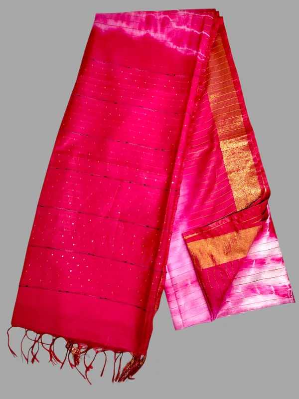 Pink_Handcrafted_Colorblock_Cotton_Silk_Blend_Saree_with_Running_Blouse_Piece_–_Woven_by_Bhagalpur_Artisans_|_Hatha_Karagha