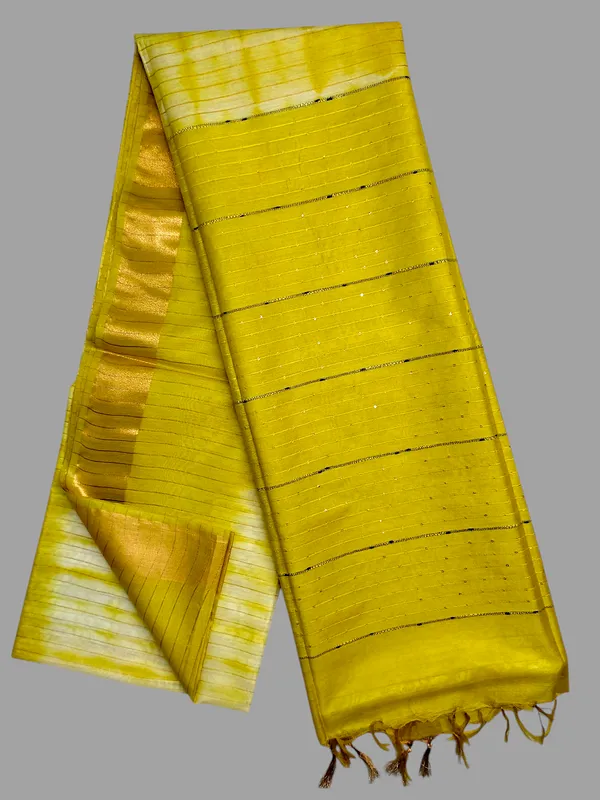 Yellow_Handcaafted_Colorblock_Cotton_Silk_Blend_Saree_with_Running_Blouse_Piece_–_Woven_by_Bhagalpur_Artisans_|_Hatha_Karagha