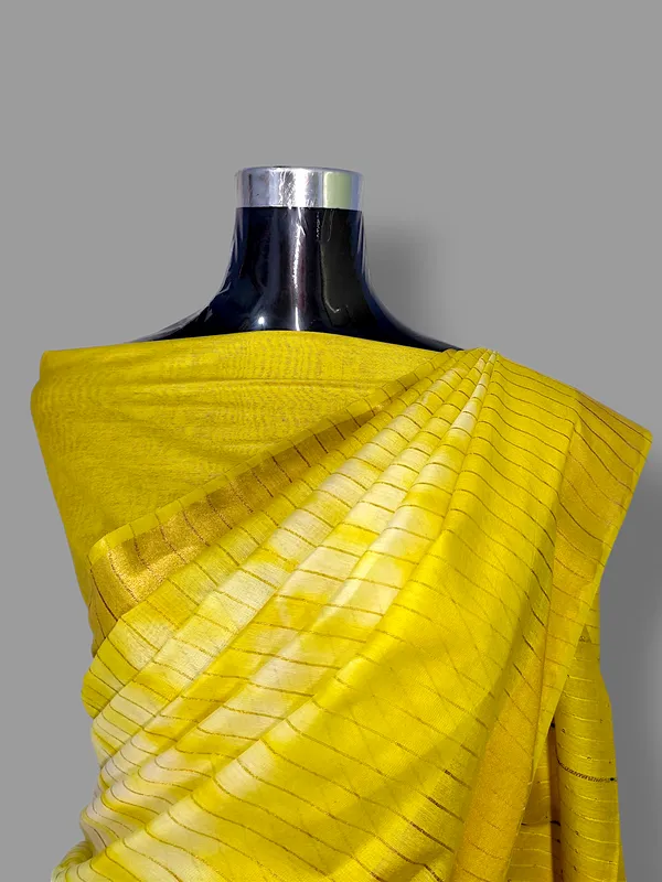 Yellow_Handcaafted_Colorblock_Cotton_Silk_Blend_Saree_with_Running_Blouse_Piece_–_Woven_by_Bhagalpur_Artisans_|_Hatha_Karagha