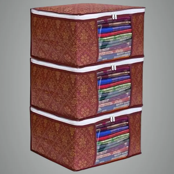 Golden_Maroon_Polyester_Multiple_Foldable_Royal_Print_Saree_Cover_Set_(45L_X_34W_X_22H_Cm)