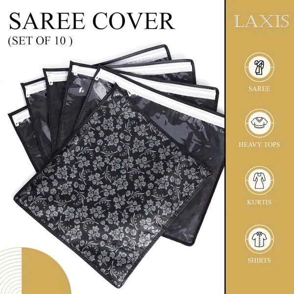 Black_Polypropylene_Printed_Single_Saree_Cover_Set_Of_10