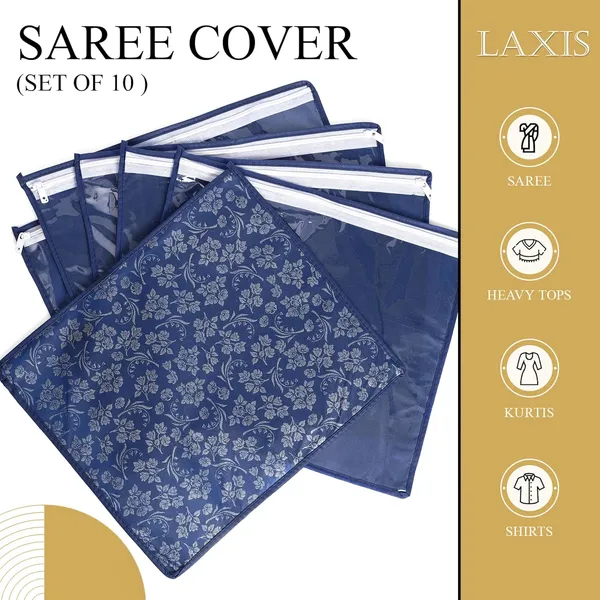 Blue_Polypropylene_Printed_Single_Saree_Cover_Set_Of_10