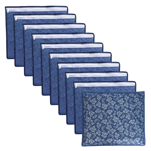Blue_Polypropylene_Printed_Single_Saree_Cover_Set_Of_10