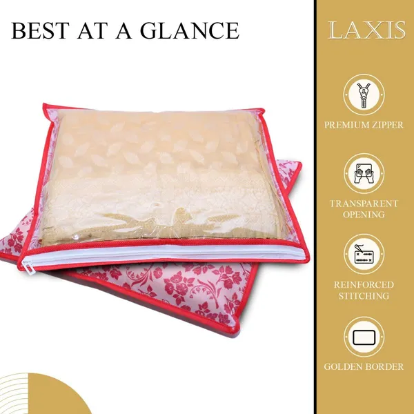 Peach_Polypropylene_Printed_Single_Saree_Cover_Set_Of_10