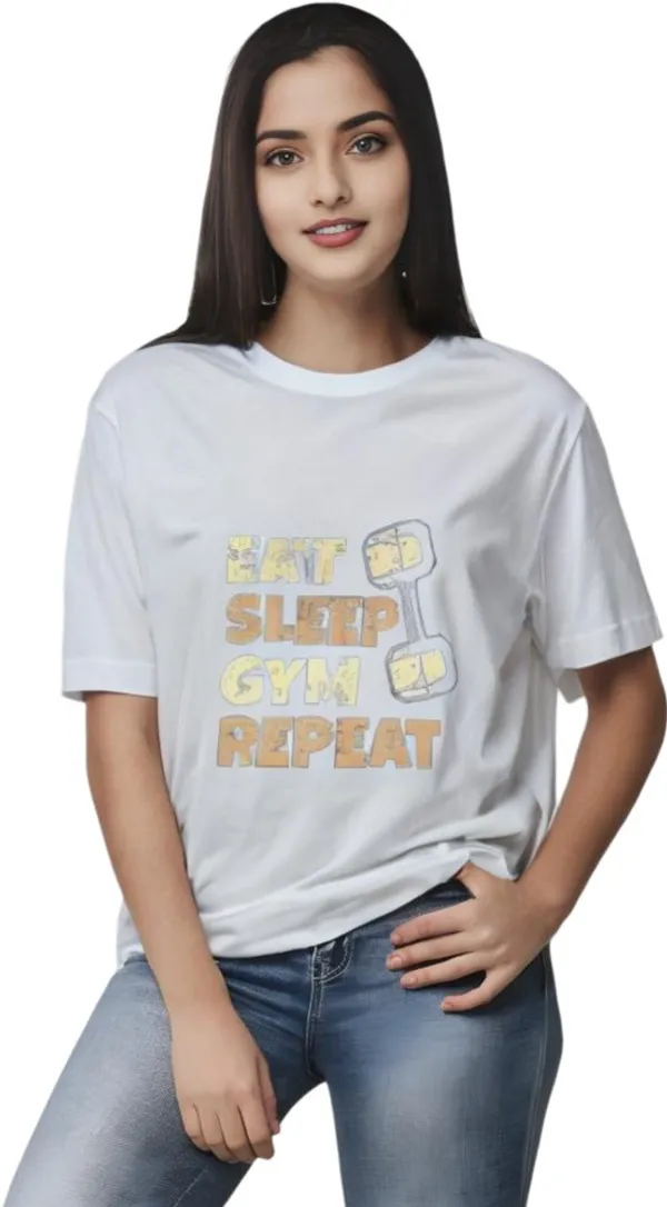 White_Polycotton_Round_Neck_Graphic_Print_T-Shirt_For_Women