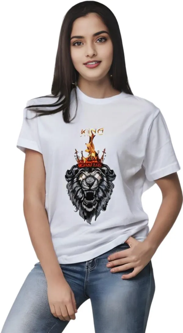 White_Polycotton_Round_Neck_Graphic_Print_T-Shirt_For_Women