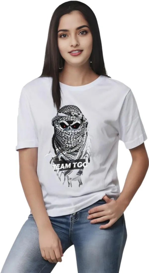 White_Polycotton_Round_Neck_Graphic_Print_T-Shirt_For_Women
