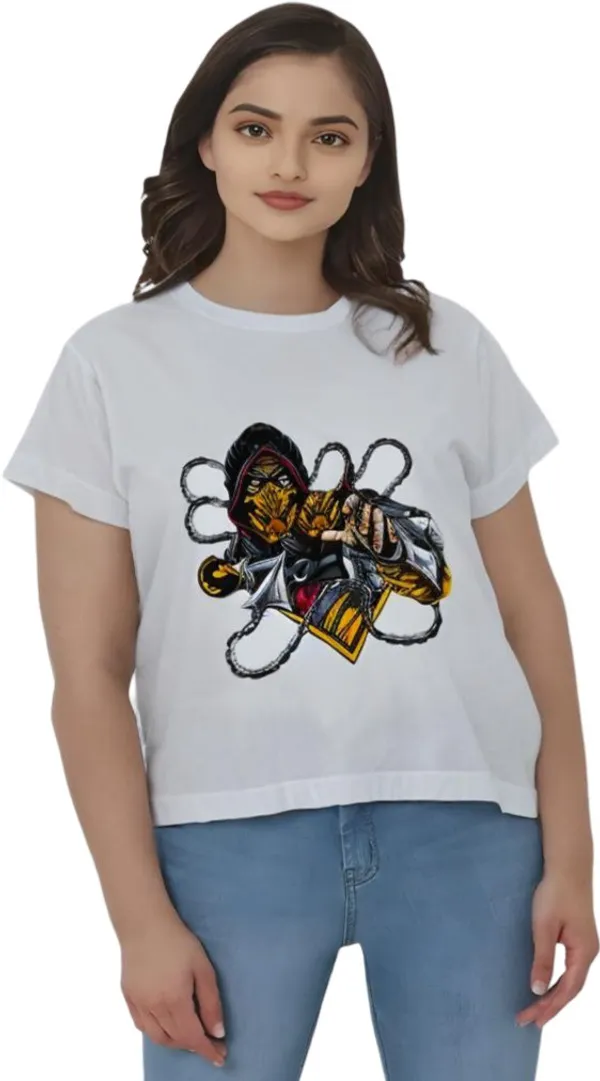 White_Polycotton_Round_Neck_Graphic_Print_T-Shirt_For_Women