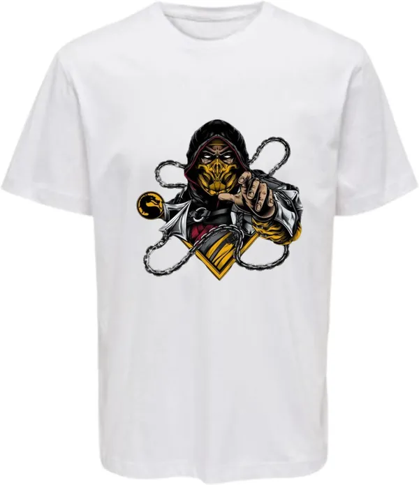 White_Polycotton_Round_Neck_Graphic_Print_T-Shirt_For_Women