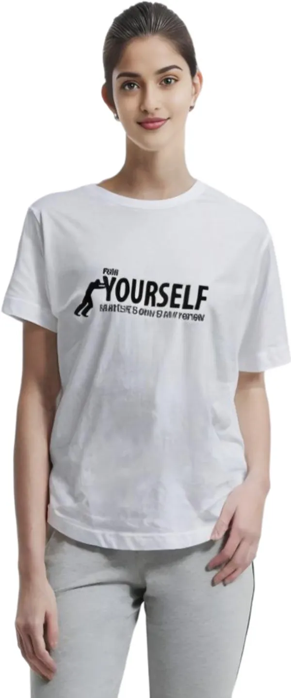 White_Polycotton_Crew_Neck_Printed_T-Shirt_For_Women