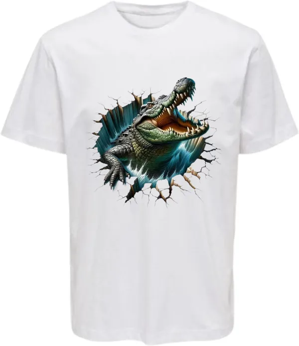 White_Polycotton_Crew_Neck_Printed_T-Shirt_For_Women
