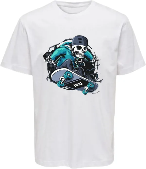 White_Polycotton_Crew_Neck_Printed_T-Shirt_For_Women