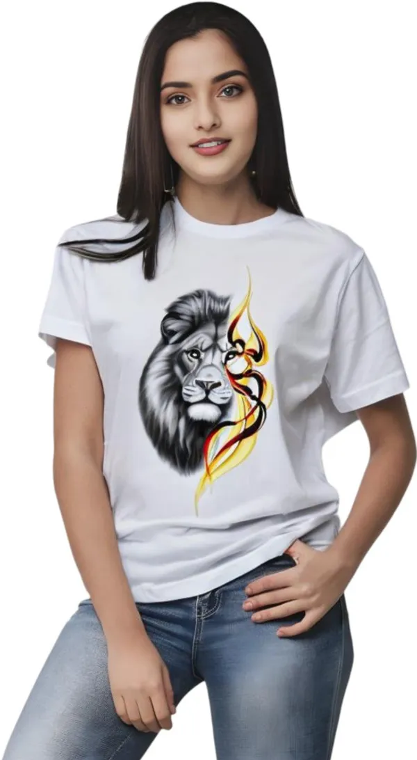 White_Polycotton_Round_Neck_Printed_T-Shirt_For_Women