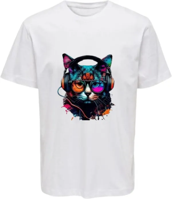 White_Polycotton_Round_Neck_Printed_T-Shirt_For_Women