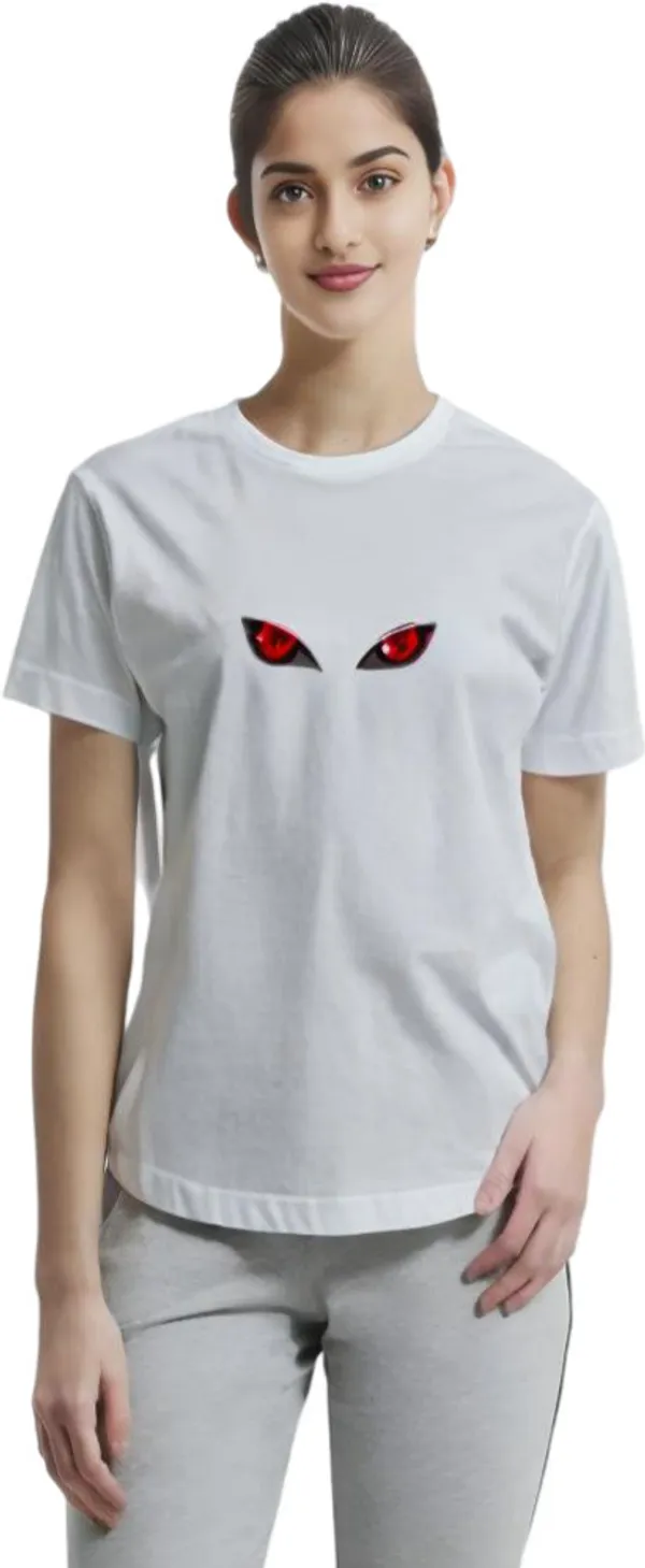 White_Polycotton_Round_Neck_Printed_T-Shirt_For_Women