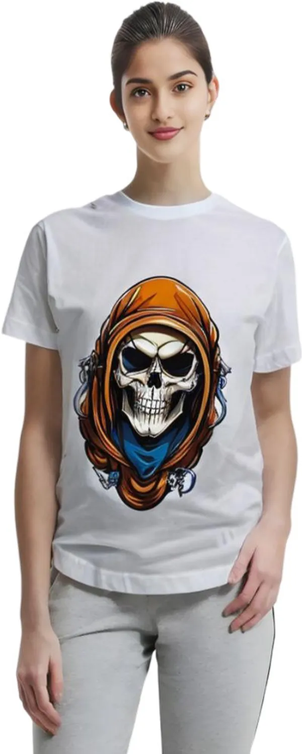 White_Polycotton_Round_Neck_Printed_T-Shirt_For_Women