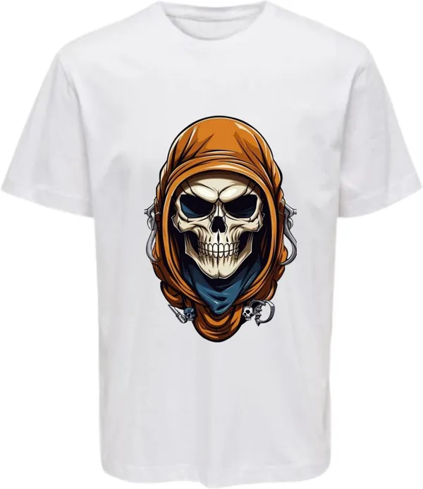 White_Polycotton_Round_Neck_Printed_T-Shirt_For_Women