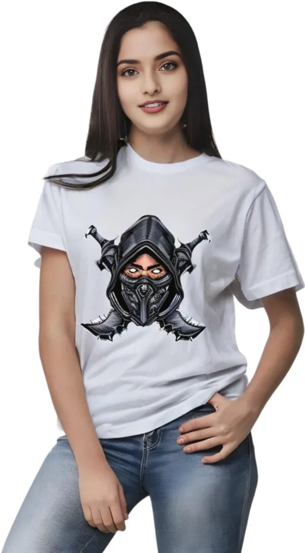 White_Polycotton_Round_Neck_Printed_T-Shirt_For_Women