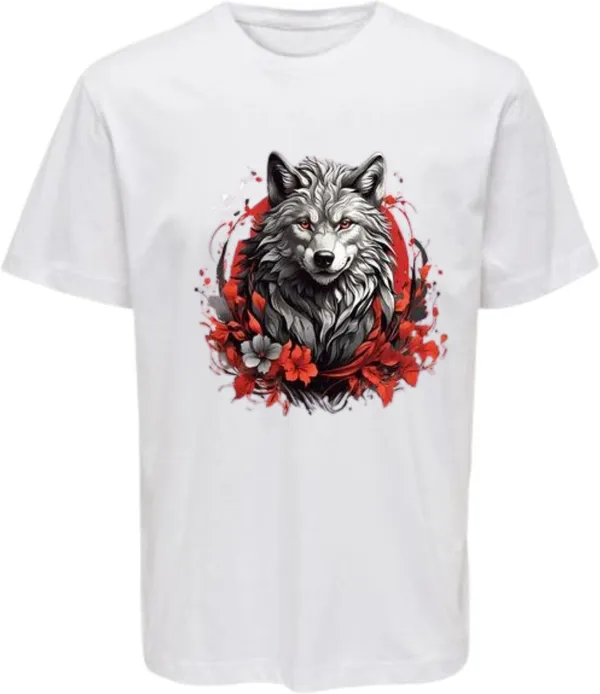 White_Polycotton_Round_Neck_Printed_T-Shirt_For_Women