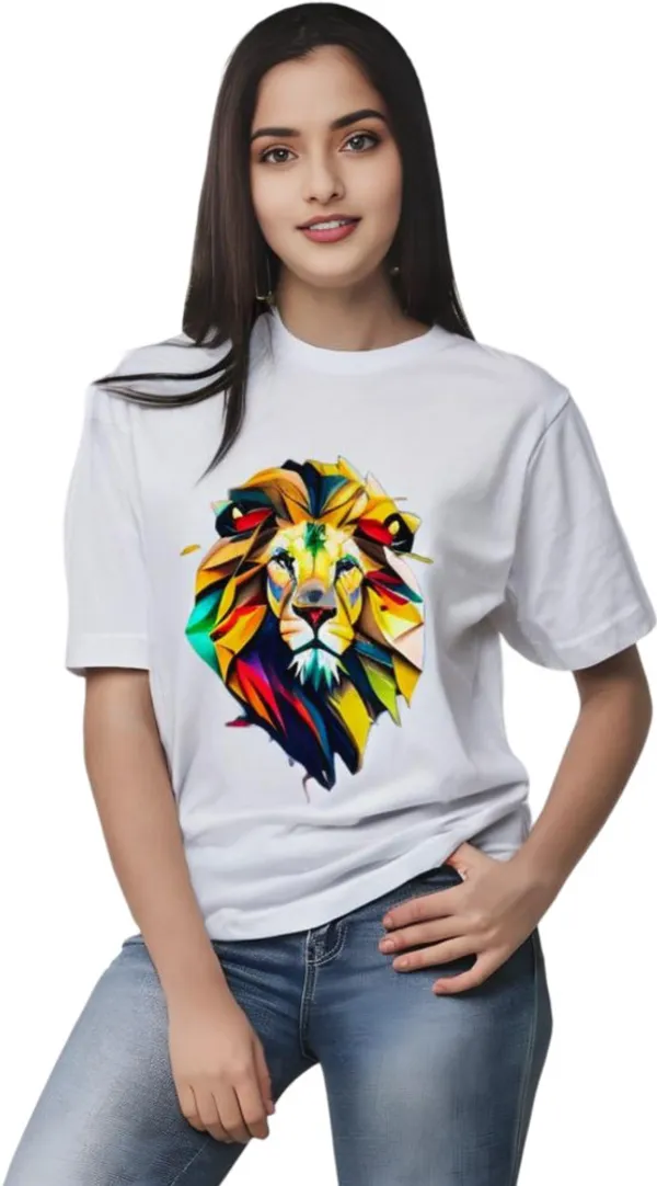 White_Polycotton_Round_Neck_Printed_T-Shirt_For_Women