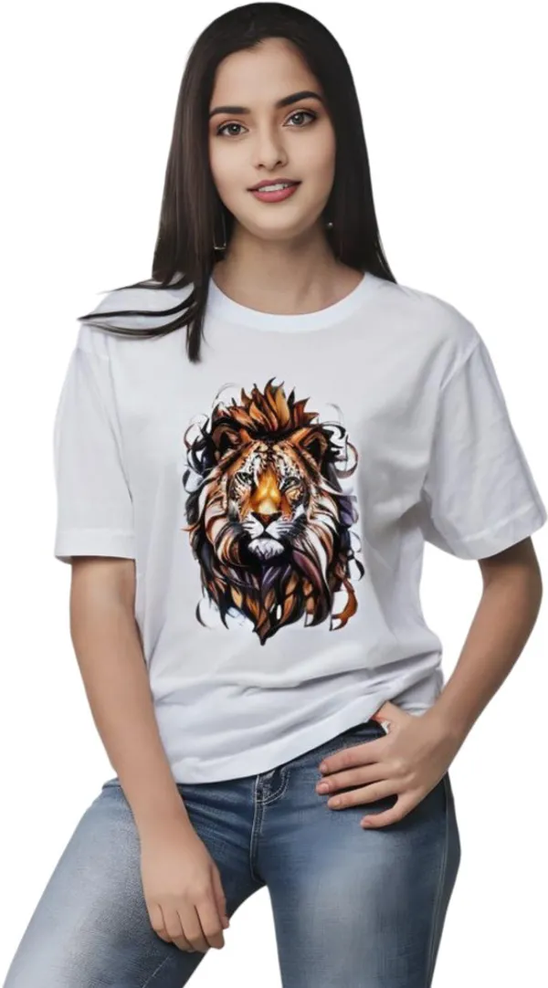 White_Polycotton_Round_Neck_Printed_T-Shirt_For_Women
