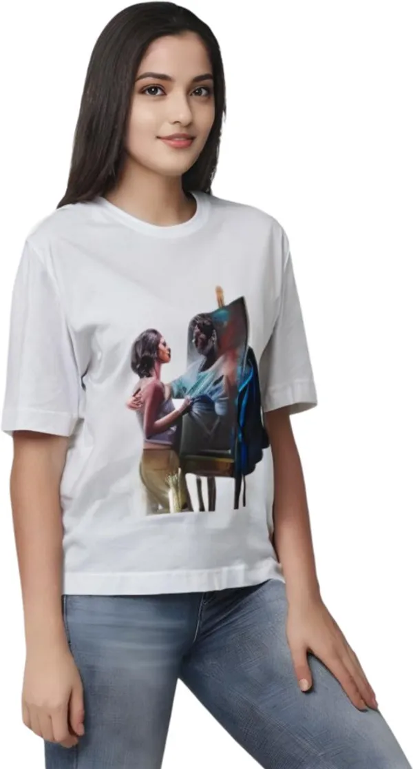 White_Polycotton_Round_Neck_Printed_T-Shirt_For_Women