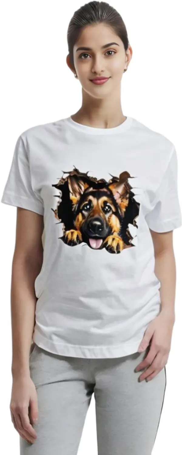 White_Polycotton_Round_Neck_Printed_T-Shirt_For_Women