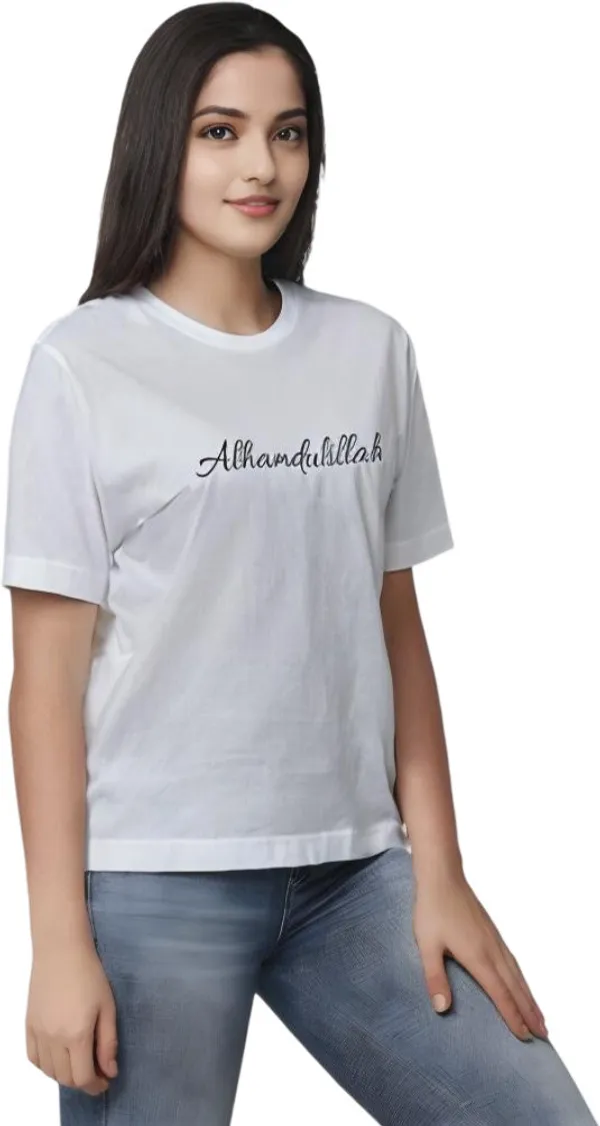 White_Polycotton_Round_Neck_Printed_T-Shirt_For_Women