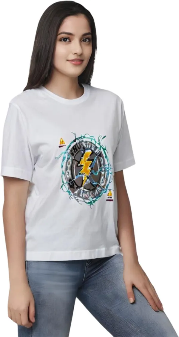White_Polycotton_Round_Neck_Printed_T-Shirt_For_Women