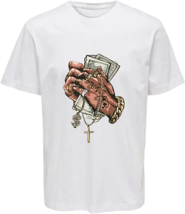 White_Polycotton_Round_Neck_Printed_T-Shirt_For_Women
