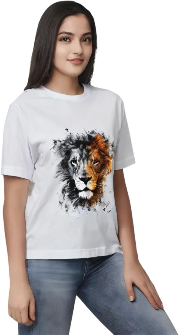 White_Polycotton_Round_Neck_Printed_T-Shirt_For_Women