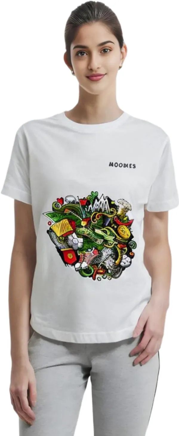 White_Polycotton_Round_Neck_Printed_T-Shirt_For_Women