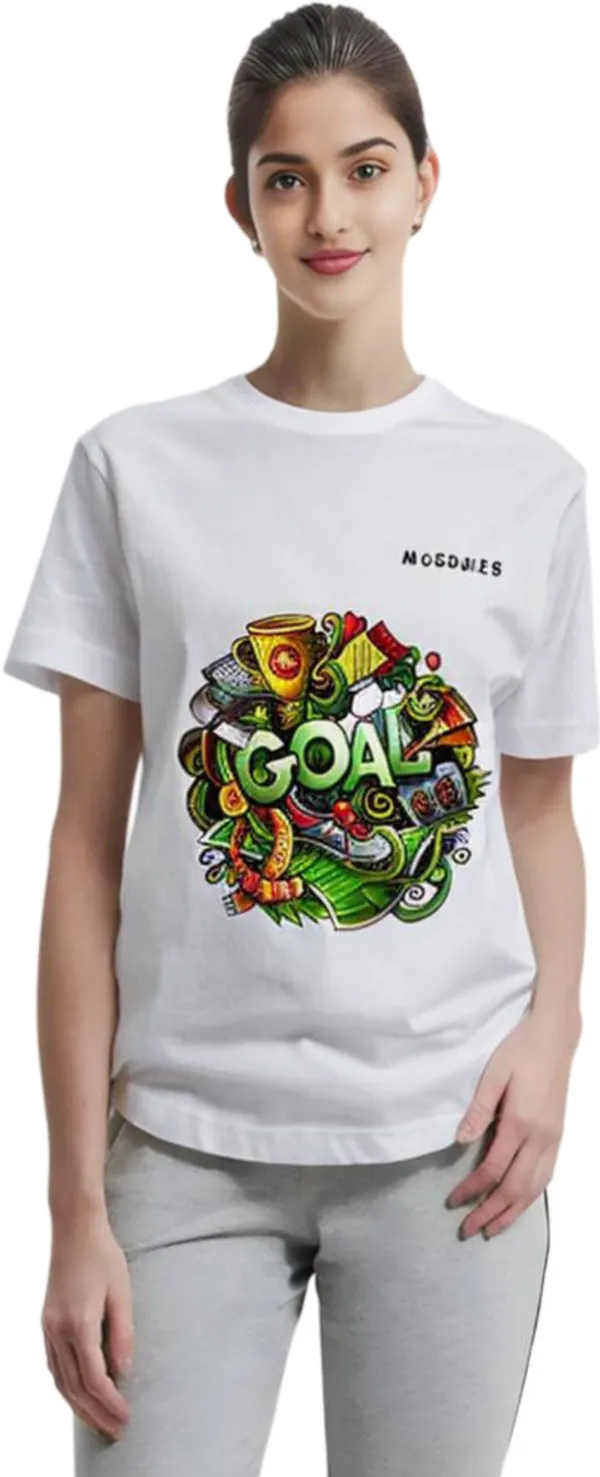 White_Polycotton_Round_Neck_Printed_T-Shirt_For_Women