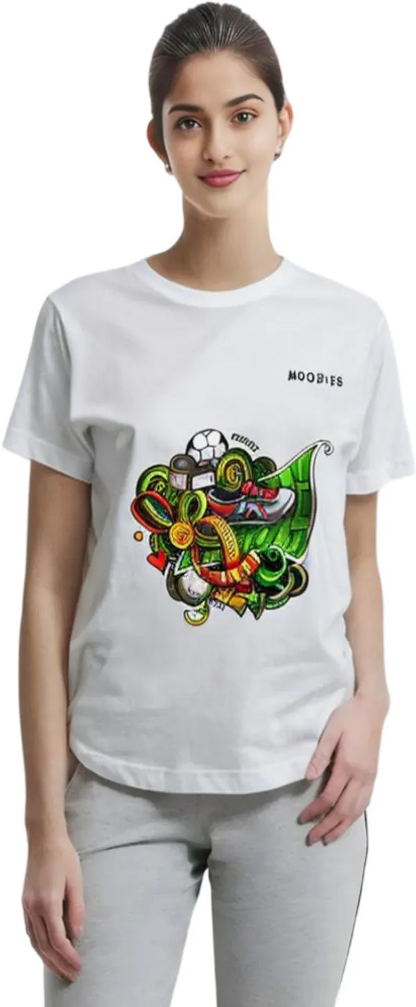 White_Polycotton_Round_Neck_Printed_T-Shirt_For_Women