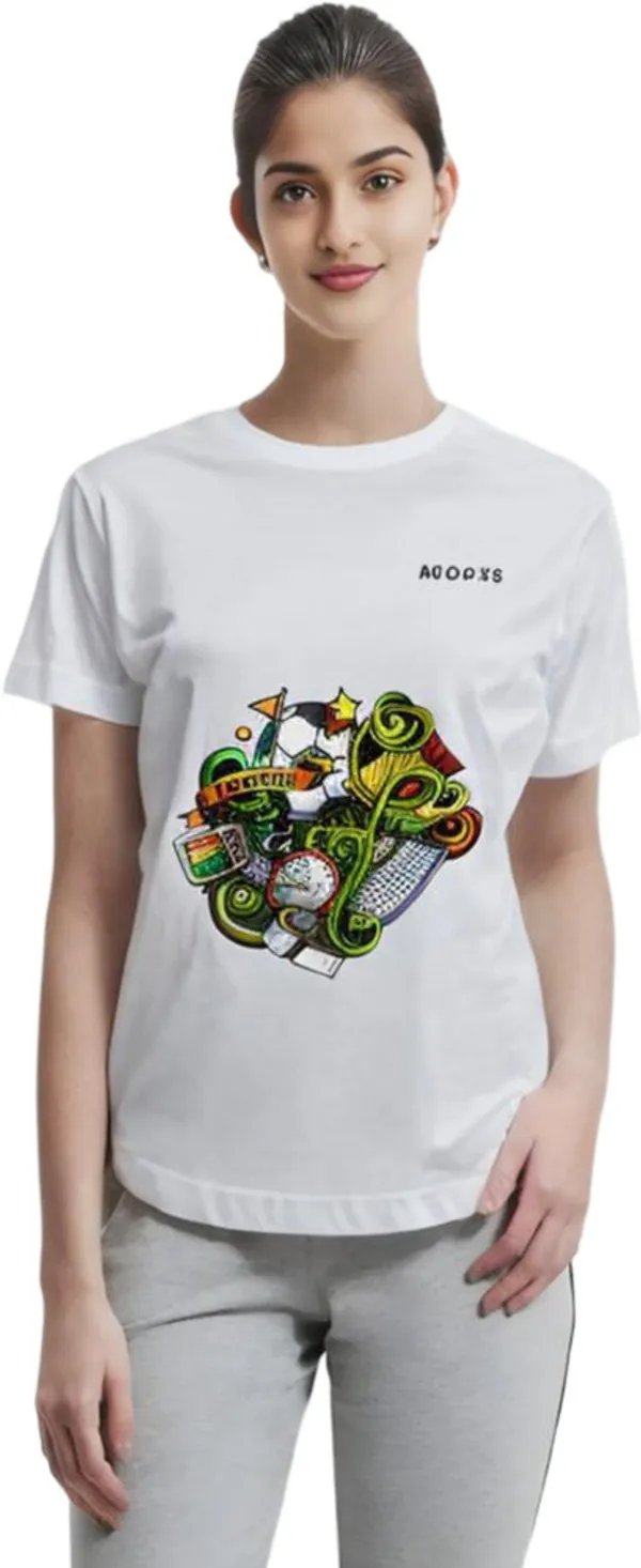 White_Polycotton_Round_Neck_Printed_T-Shirt_For_Women