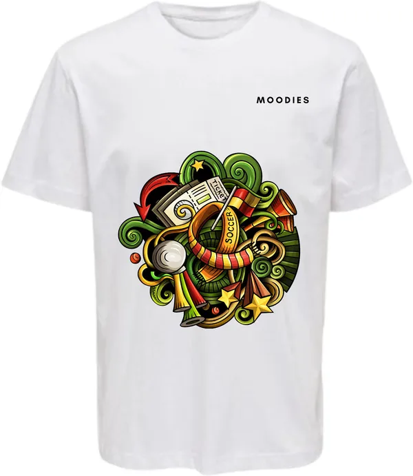 White_Polycotton_Round_Neck_Printed_T-Shirt_For_Women