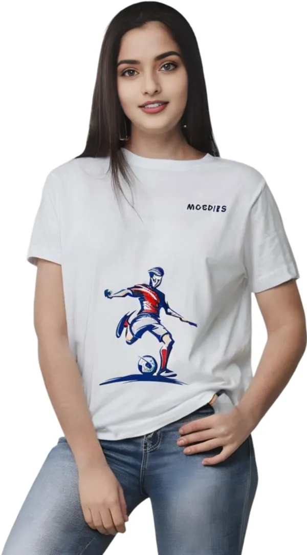 White_Polycotton_Round_Neck_Printed_T-Shirt_For_Women