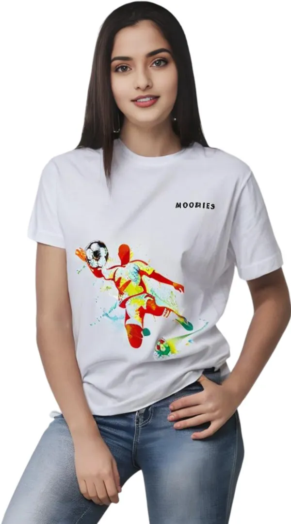 White_Polycotton_Round_Neck_Printed_T-Shirt_For_Women