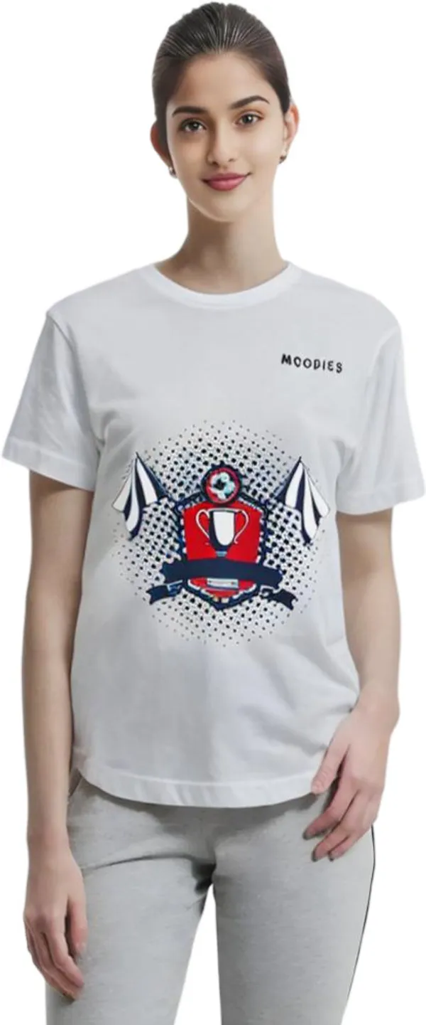 White_Polycotton_Round_Neck_Printed_T-Shirt_For_Women