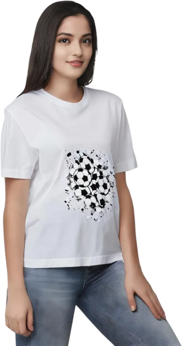 White_Polycotton_Round_Neck_Printed_T-Shirt_For_Women