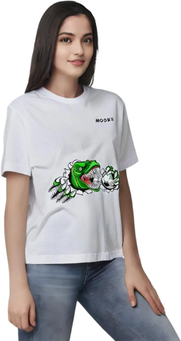 White_Polycotton_Round_Neck_Printed_T-Shirt_For_Women