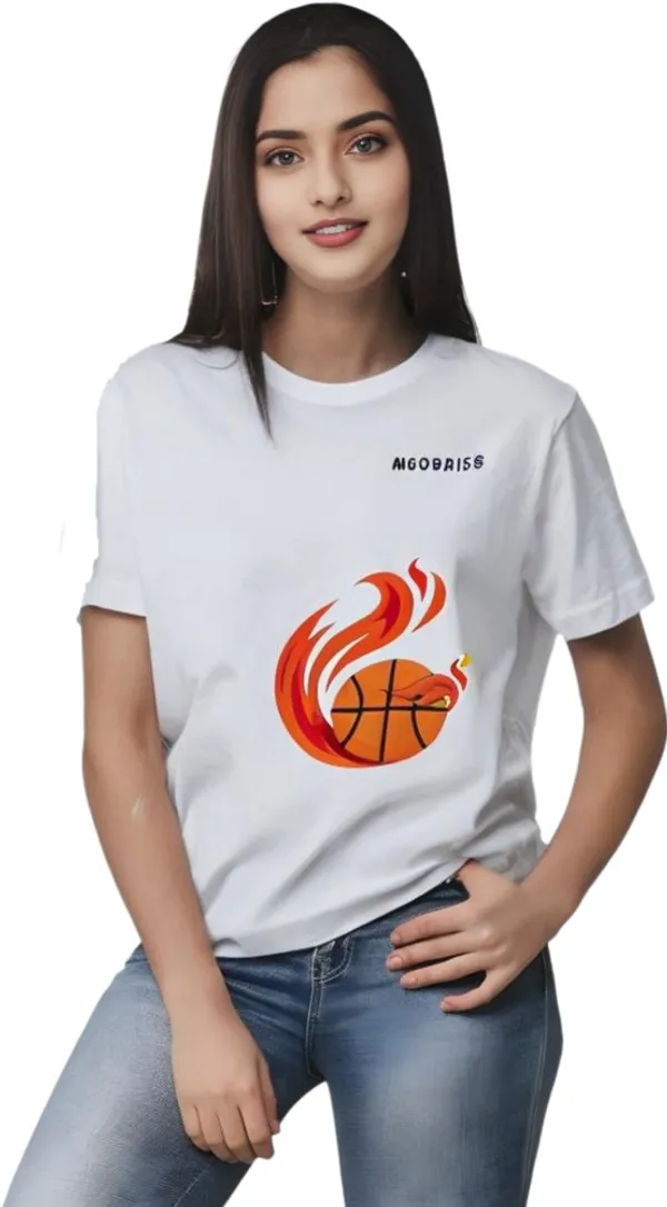 White_Polycotton_Round_Neck_Printed_T-Shirt_For_Women