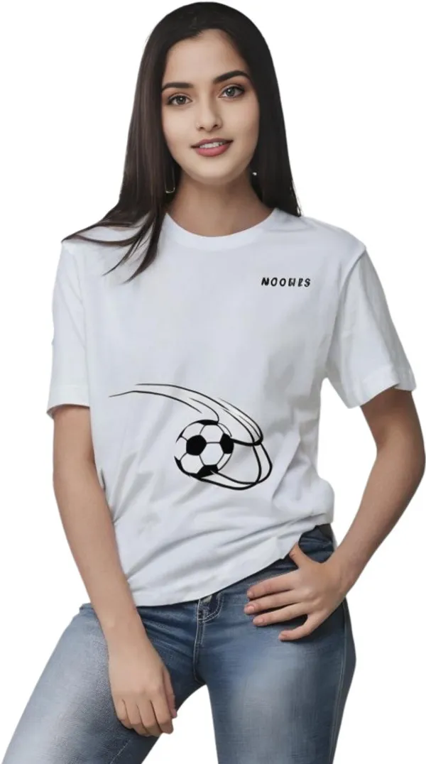 White_Polycotton_Round_Neck_Printed_T-Shirt_For_Women