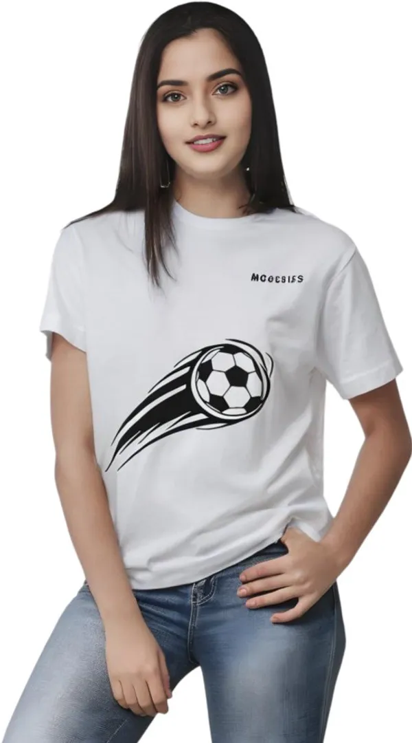 White_Polycotton_Round_Neck_Printed_T-Shirt_For_Women