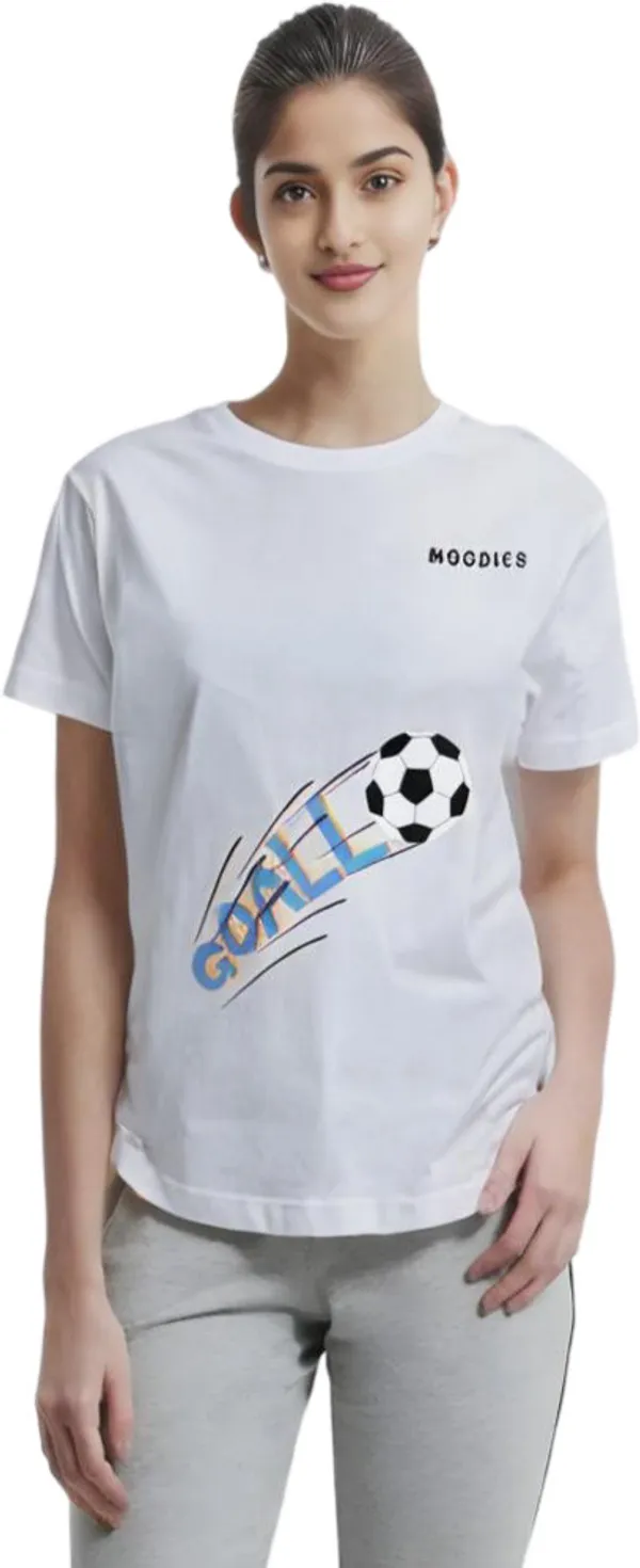 White_Polycotton_Round_Neck_Printed_T-Shirt_For_Women