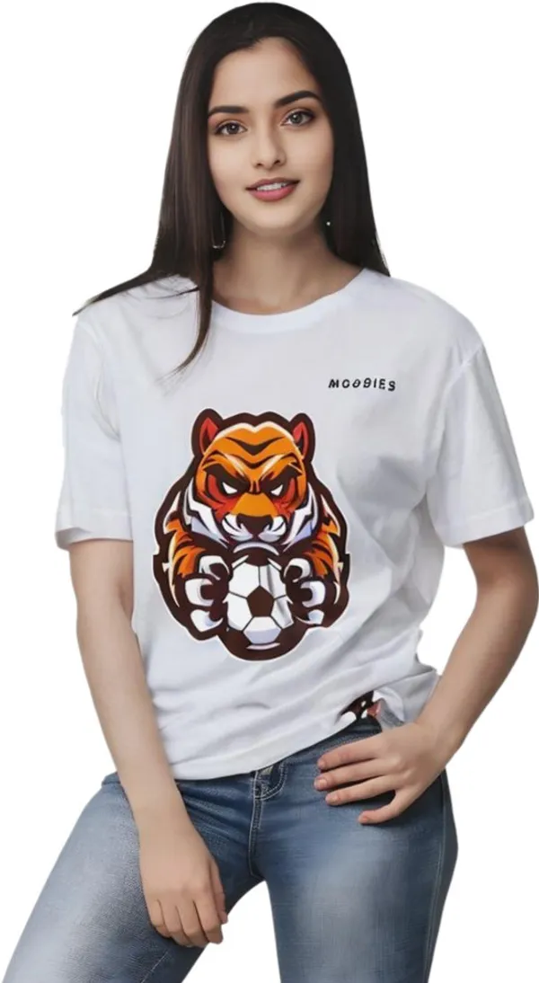 White_Polycotton_Round_Neck_Printed_T-Shirt_For_Women