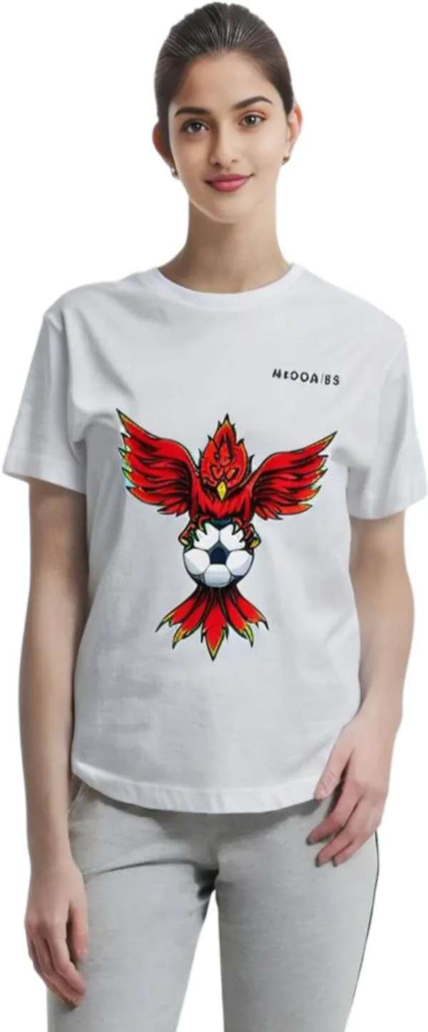 White_Polycotton_Round_Neck_Printed_T-Shirt_For_Women