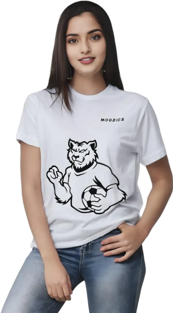 White_Polycotton_Round_Neck_Printed_T-Shirt_For_Women
