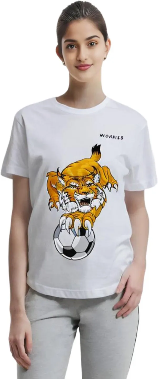 White_Polycotton_Round_Neck_Printed_T-Shirt_For_Women